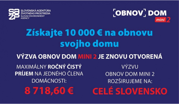 Obnov dom mini 2 - 3. kolo Pre celé Slovensko